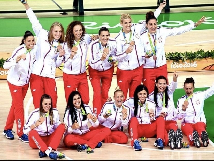 Serbian national team lined up at the Rio 2016 Olympics